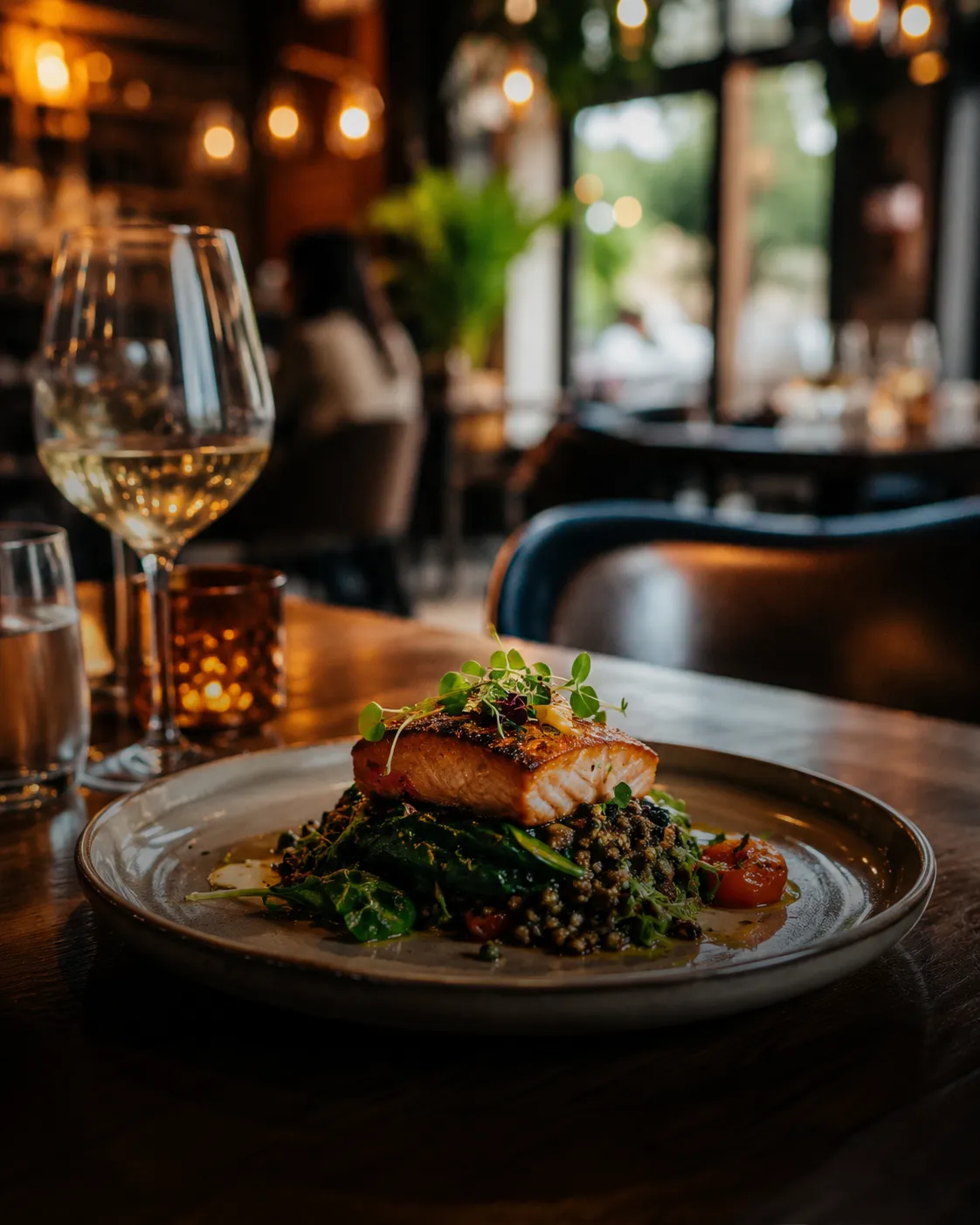 Restaurant table with elegant plating