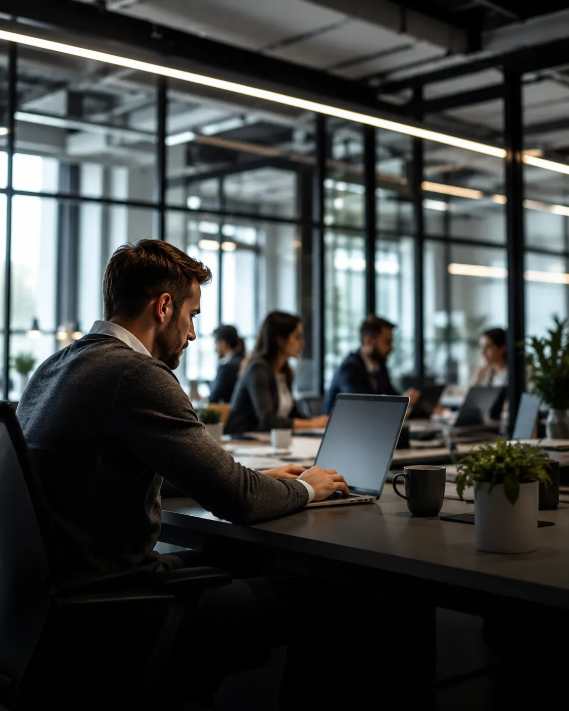 Modern office with team collaboration
