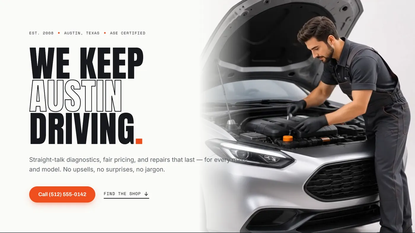 Website built for a local auto service garage