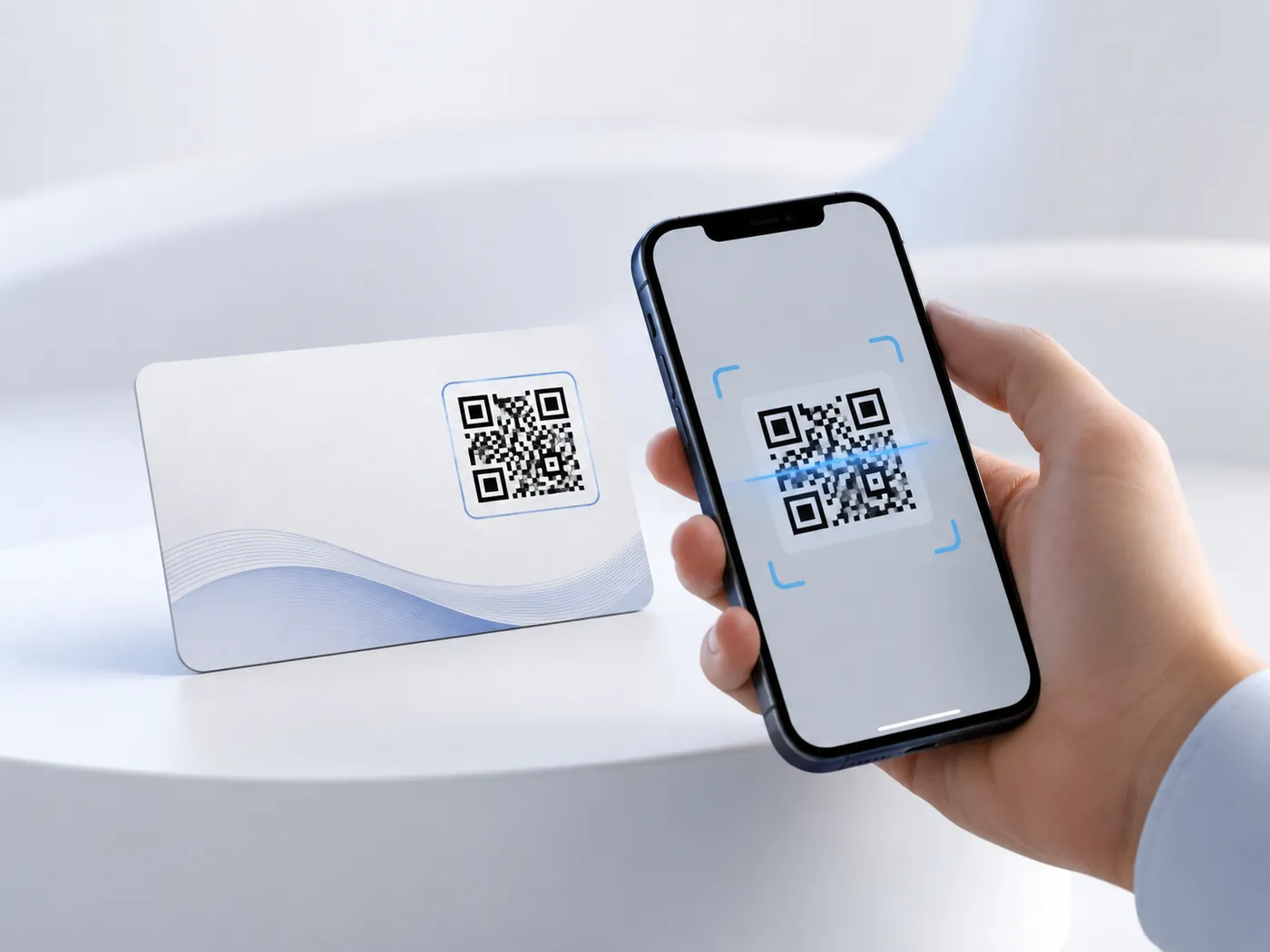 QR code on a business card scanned by a phone